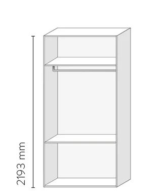Boceto de un armario con altura estándar de 2193 mm