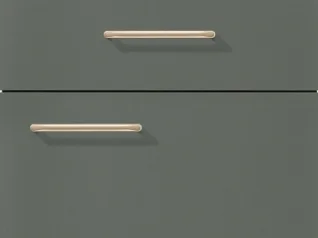 Diseño minimalista de cajón de cocina con elegantes tiradores horizontales en una fachada lisa de color gris oscuro, que encarna la elegancia moderna y la funcionalidad simplificada.