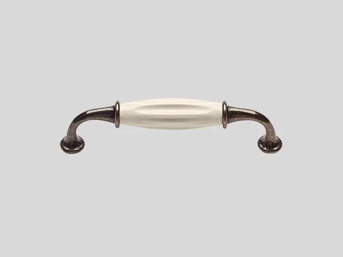 202 - Metal handle, Antique iron colour, Ivory, Gloss